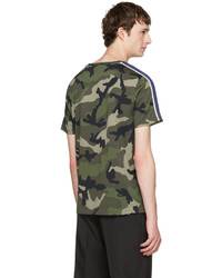 Valentino Green Camouflage And Stripes Shirt