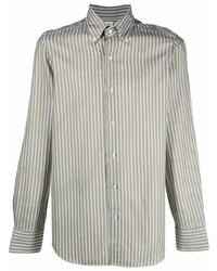 Olive Vertical Striped Dress Shirt