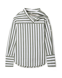 Monse Oversized Asymmetric Striped Cotton Twill Shirt