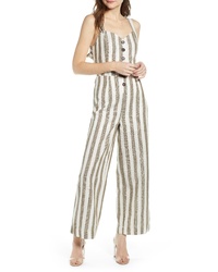 J.o.a. Stripe Cotton Linen Jumpsuit