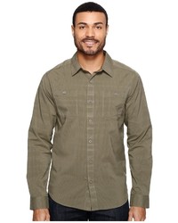 Olive Vertical Striped Long Sleeve Shirt