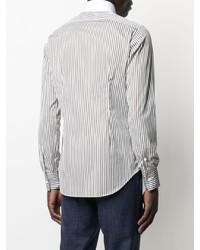 Eleventy Contrast Collar Striped Shirt