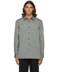 Dries Van Noten Green Striped Poplin Shirt