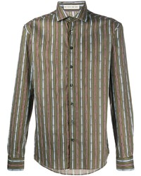Etro Striped Scarf Print Cotton Shirt