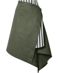 Olive Vertical Striped Midi Skirt
