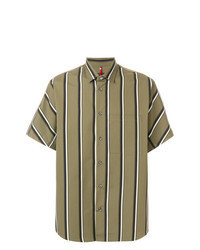 Olive Vertical Striped Short Sleeve Shirt