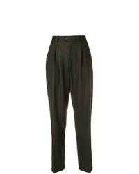 Olive Vertical Striped Tapered Pants