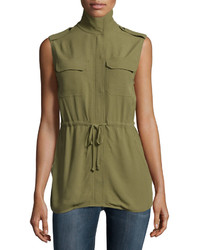 1 STATE 1state Zip Front Crepe Vest Cypress