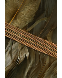 Rosantica Selva Gold Tone Feather Waist Belt Green