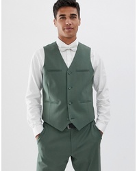 ASOS DESIGN Slim Suit Waistcoat In Sage Green