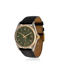 La Californienne Gilt Green Navy Rolex Oyster Perpetual Date Two Tone Watch 34mm