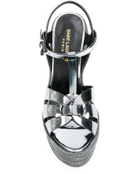 Saint Laurent Espadrille 95 T Strap Wedge Sandals
