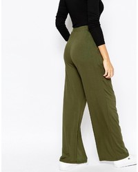 Asos Jersey Wide Leg Pants With Wrap Front