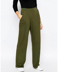 Asos Jersey Wide Leg Pants With Wrap Front