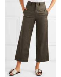 Bassike Cropped Cotton Blend Canvas Flared Pants