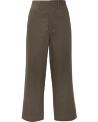 Bassike Cropped Cotton Blend Canvas Flared Pants