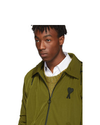 AMI Alexandre Mattiussi Green Hooded Zip Up Jacket