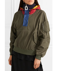 JW Anderson Hooded Med Layered Cotton Drill And Fleece Jacket