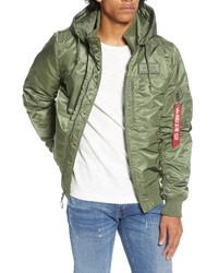 Alpha Industries Ma 1 Hooded Water Resistant Bomber Jacket