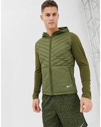 Nike Running Padded Hooded Jacket In Khaki Ah0544 395