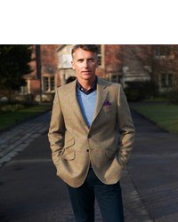 Charles Tyrwhitt Olive Check British Wool Classic Fit Hacking Jacket