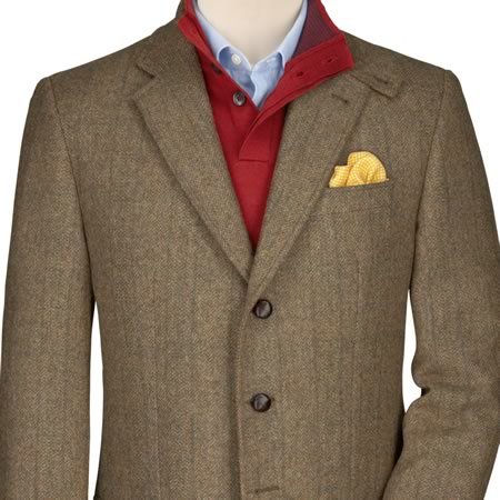 Charles Tyrwhitt Olive Herringbone British Wool Classic Fit