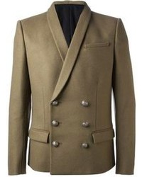 Olive Wool Double Breasted Blazer