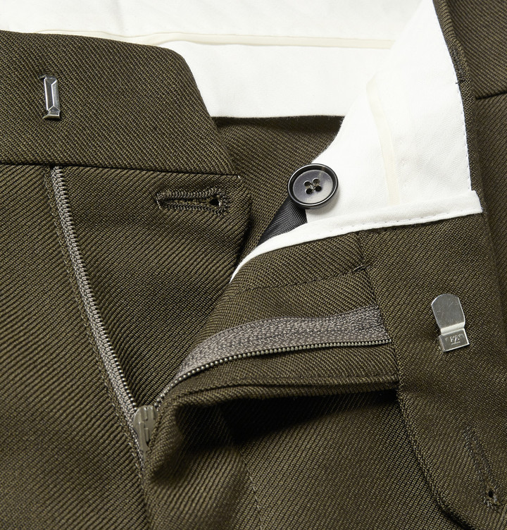 Acne Studios Dark Olive Drifter Slim Fit Wool Twill Suit Trousers 
