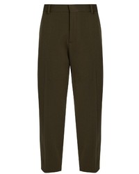 Maison Margiela High Rise Cropped Wool Blend Trousers
