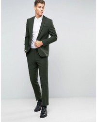 Asos Slim Suit Pant In Khaki In 100% Wool