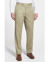 JB Britches Worsted Wool Trousers In Khaki At Nordstrom