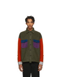 Woolrich Khaki And Multicolor North Hollywood Edition Wool Shirt