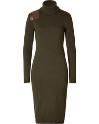 Ralph Lauren Black Label Wool Angora Blend Gunpatch Dress In Olive