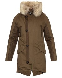 Yves Salomon Rabbit Fur Lined Cotton And Wool Parka