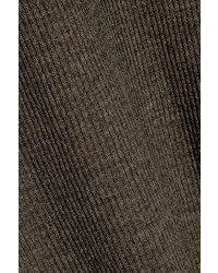 Helmut Lang Frayed Pointelle Trimmed Wool Sweater Dark Green