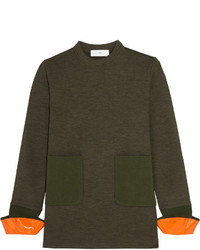 Toga Wool Blend Jersey Sweater Army Green