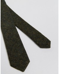 Asos Tie In Dark Green Wool Mix Tweed