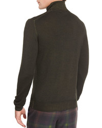 Etro Wool Turtleneck Sweater Olive