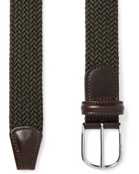 Andersons Andersons 35cm Green Leather Trimmed Woven Elastic Belt