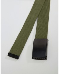 Reclaimed Vintage Woven Clip Belt In Khaki