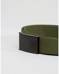 Reclaimed Vintage Woven Clip Belt In Khaki