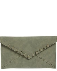 Olive Woven Leather Clutch
