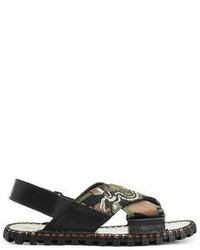 Valentino Leather Sandals With Woven Straps
