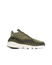 Olive Woven Low Top Sneakers