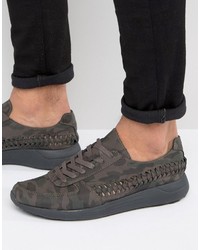 Asos Sneakers In Camo With Woven Detail