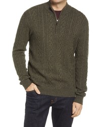 Peter Millar Crown Cable Wool Cashmere Quarter Zip Sweater