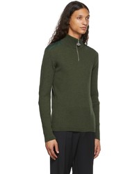 Han Kjobenhavn Green Rib Quarter Zip Sweater