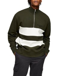 Topman Stripe Quarter Zip Sweatshirt