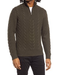 Vince Wool Cashmere Cable Quarter Zip Sweater In Eden At Nordstrom