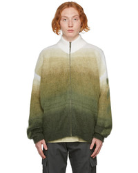 Off-White Green Beige Diag Arrows Brushed Sweater